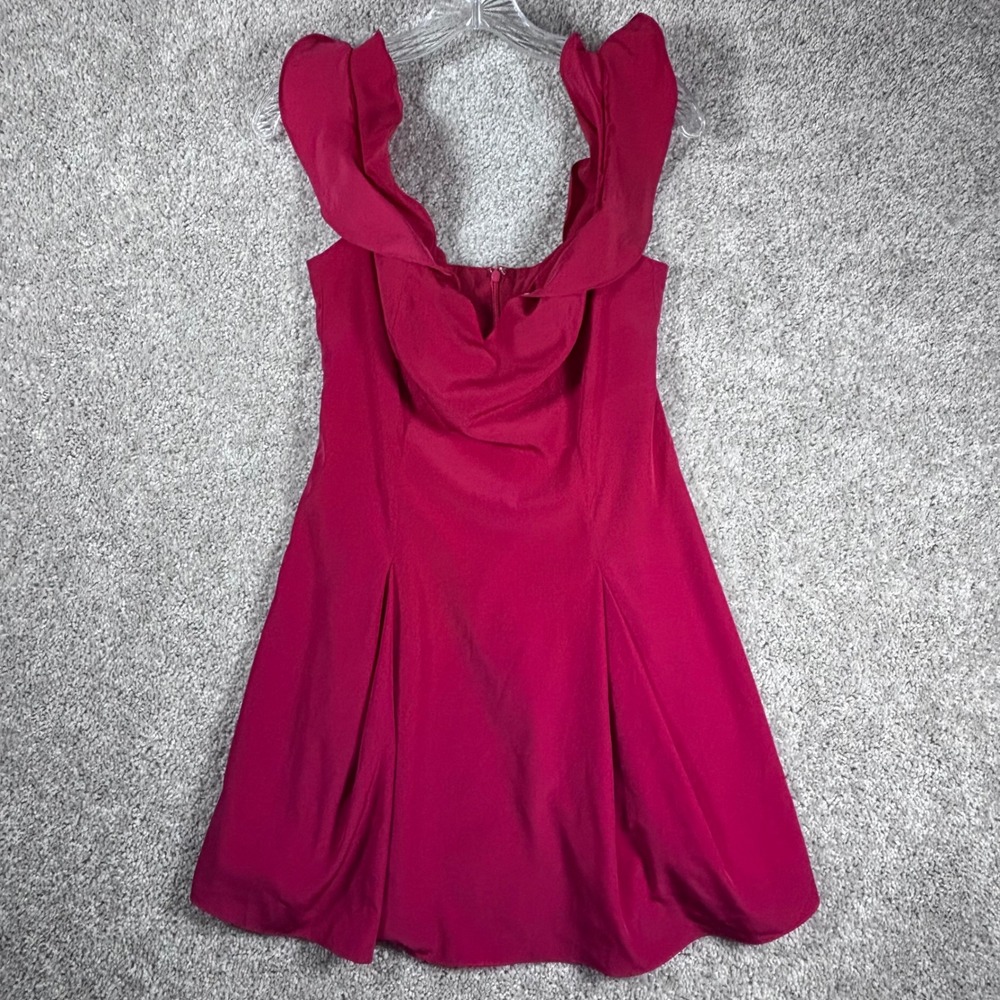 Wren & Willa Kendal‎ Wine Dress Cold Shoulder Ruffle Short Mini Size S